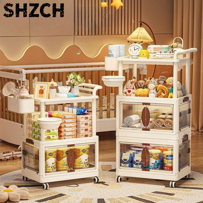 Baby Nursery Shelves - Multi-layer Baby Supplies Storage Cart Mobile