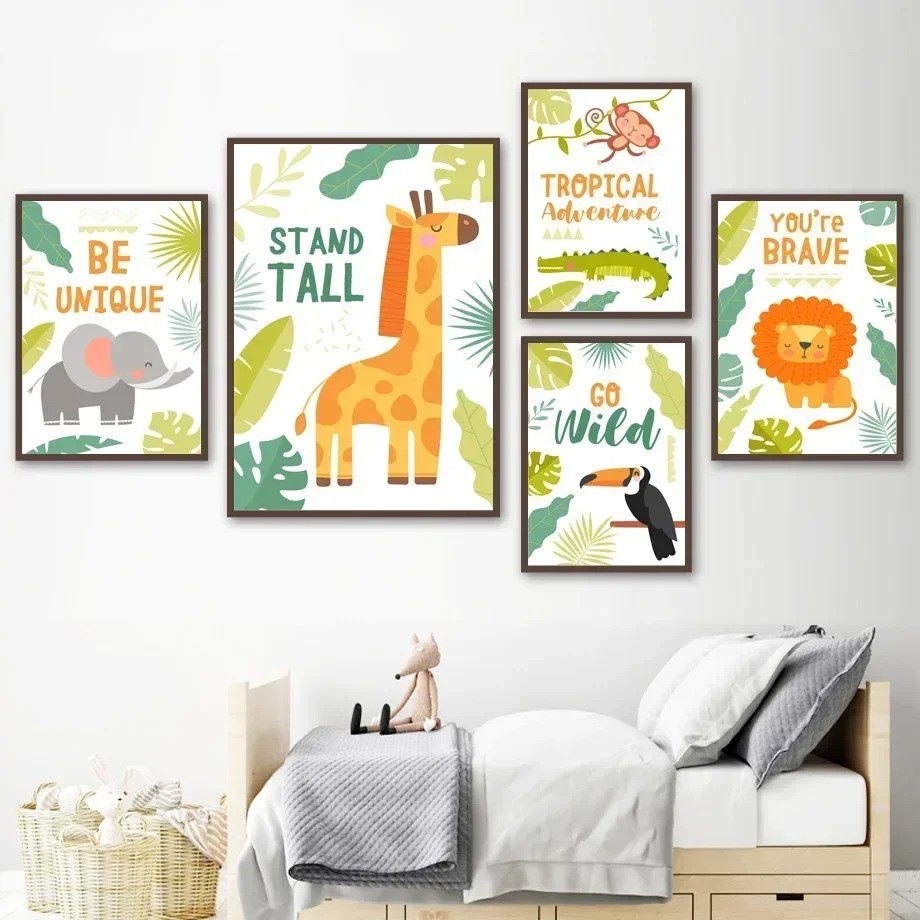 Baby Nursery Picture Frames - Giraffe Elephant Lion Monkey Crocodile Nursery