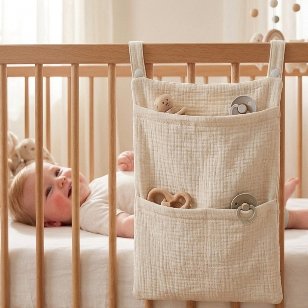 Baby Nursery Shelves - Baby Crib Organizer Hanging Storage Bag