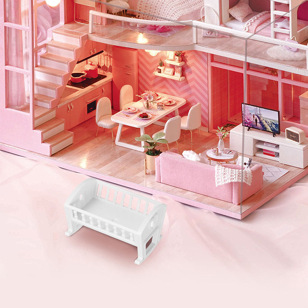 Baby Nursery Furniture Sets - 2Pcs Miniature Baby Crib Dollhouse Nursery