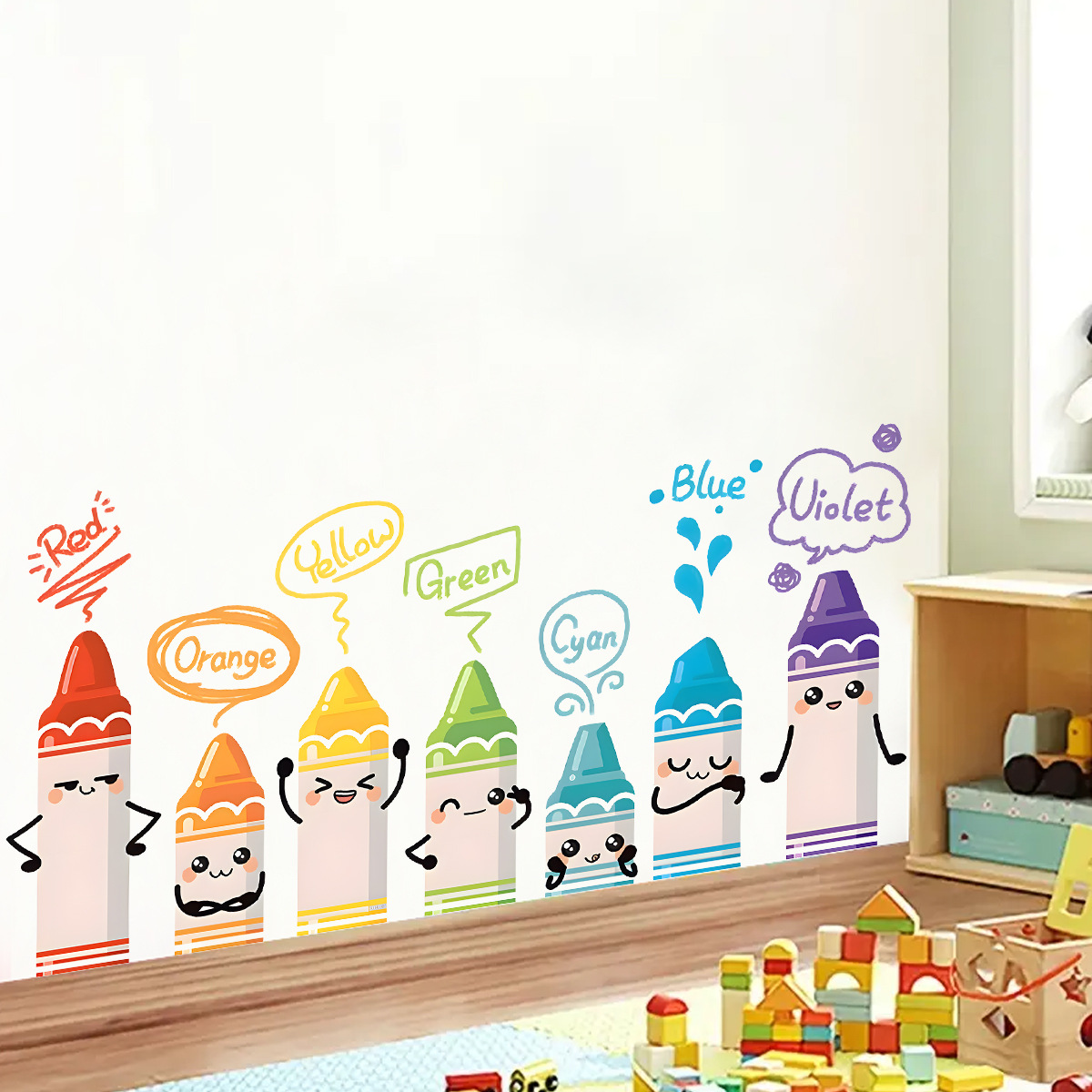 Baby Nursery Furniture - Cartoon Cute Colorful Crayon Pattern Wall