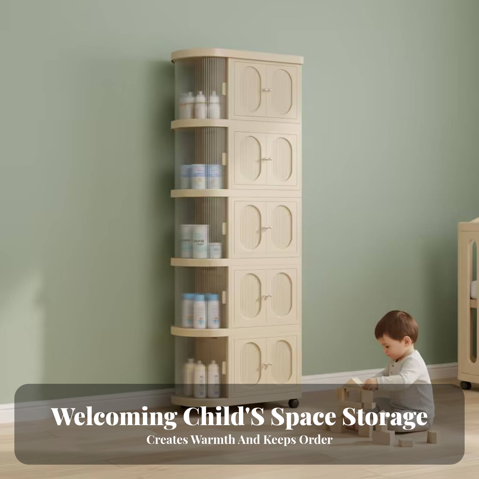 5-Tier Baby Cabinet Warm Beige - огляд і ціна Baby Nursery Shelves