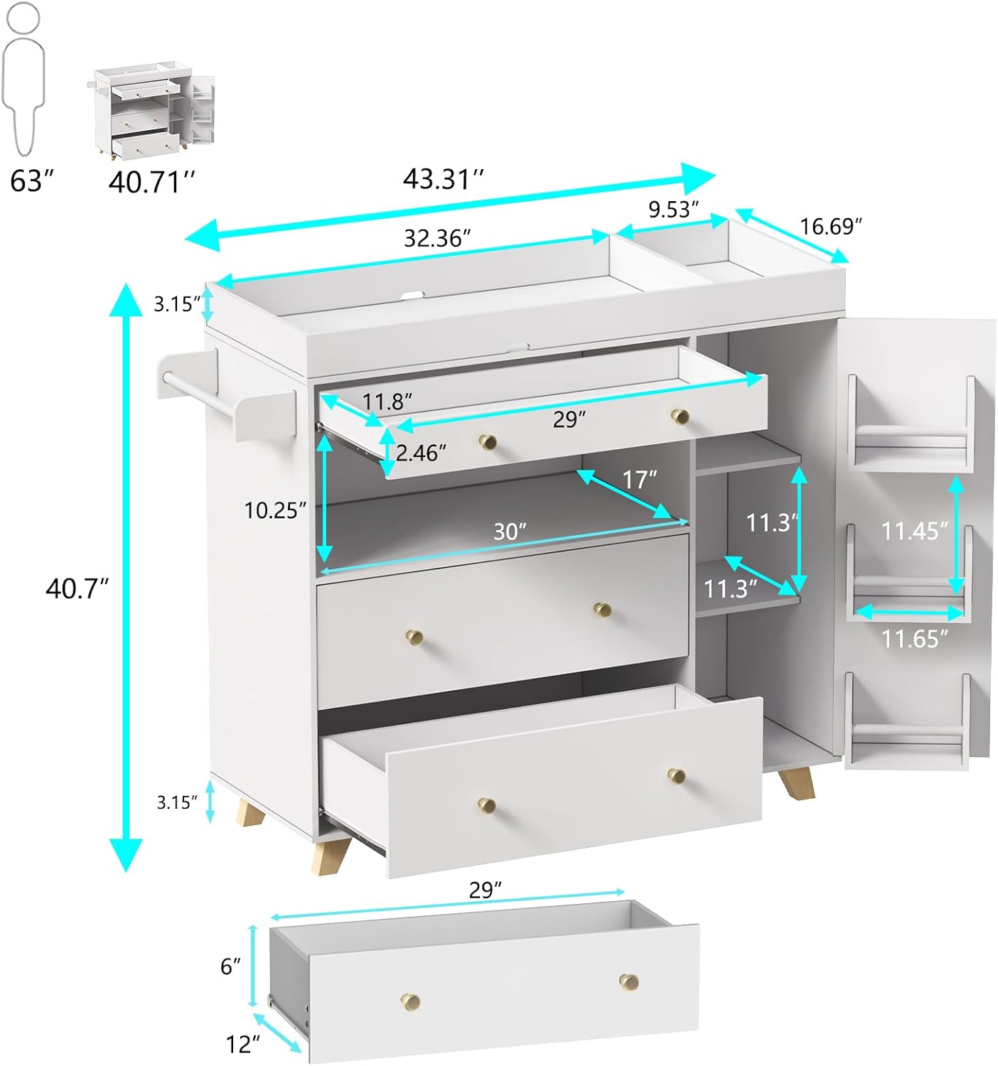 Baby Changing Table, Modern Di - огляд і ціна Baby Nursery Shelves
