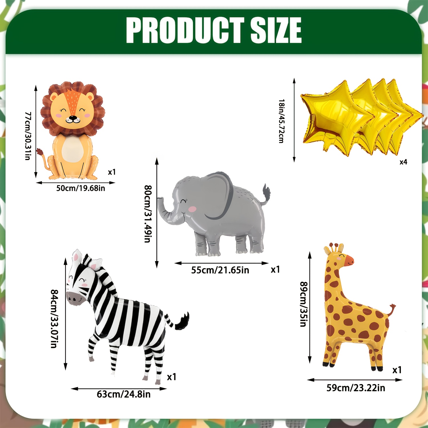 8PCS Cartoon Animal Theme Foil - огляд і ціна Baby Nursery Jungle Theme