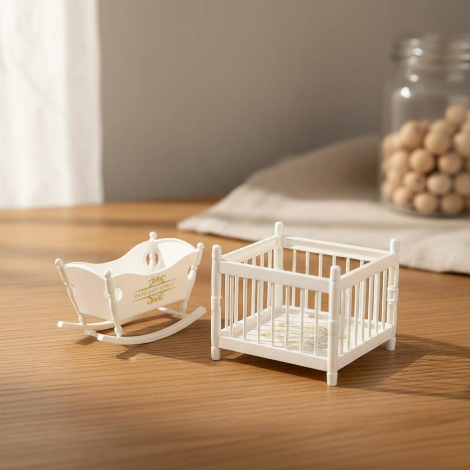 2 Pieces Miniature Cradle and  - огляд і ціна Baby Nursery Furniture Sets