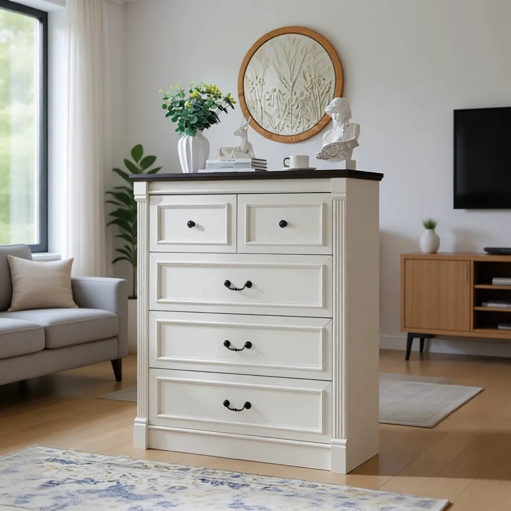 5 Drawer Bedroom Dresser with  - огляд і ціна Drawer Dresser White