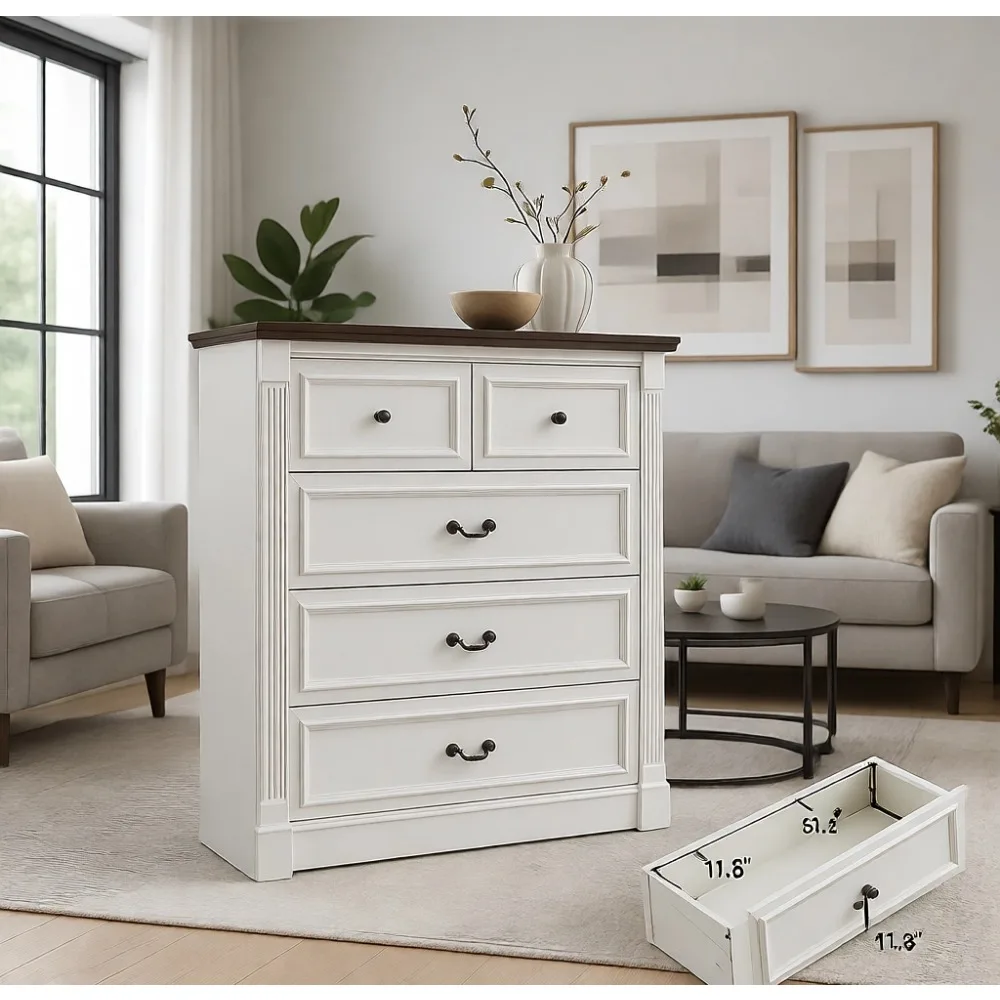 5 Drawer Bedroom Dresser with  - огляд і ціна Drawer Dresser White