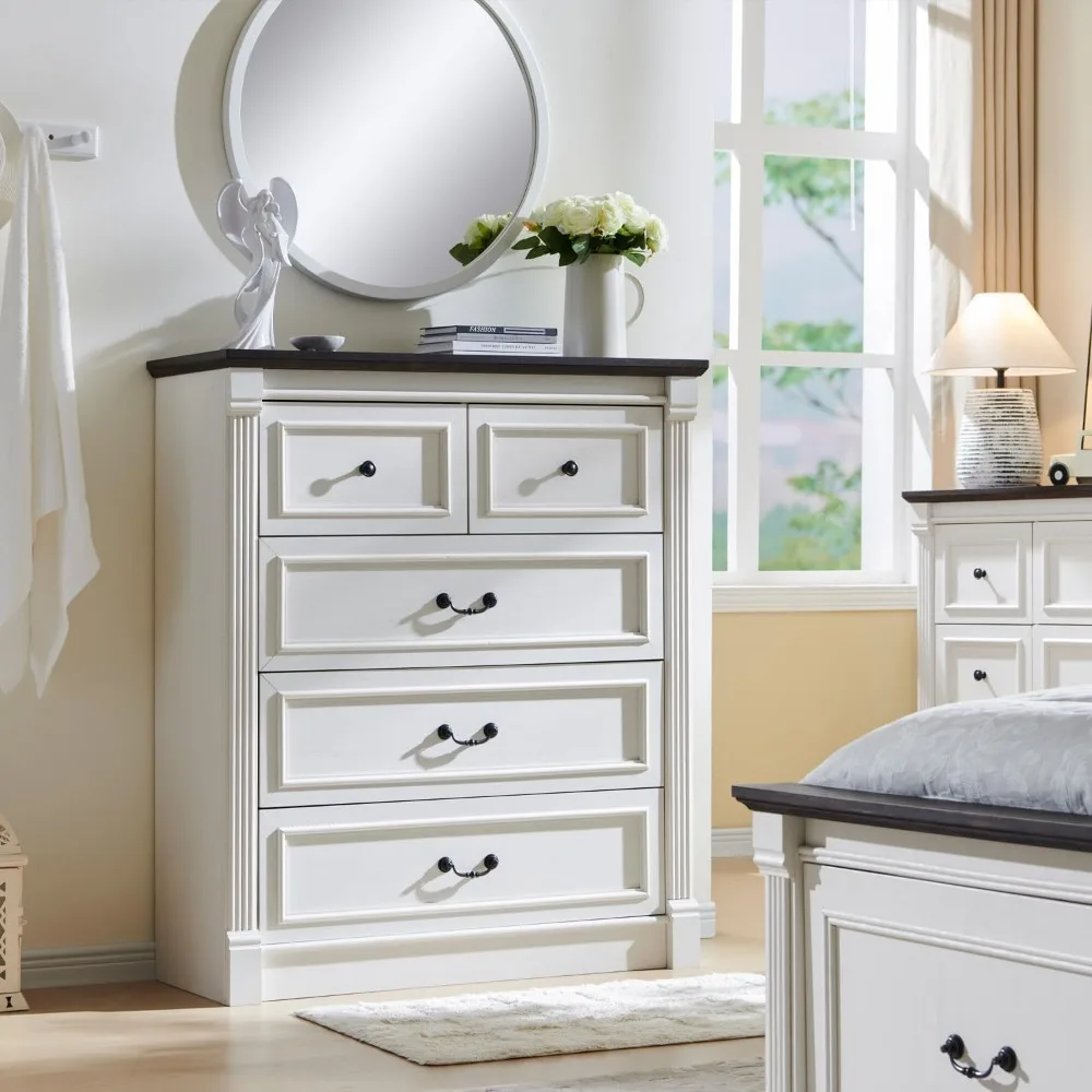 5 Drawer Bedroom Dresser with  - огляд і ціна Drawer Dresser White