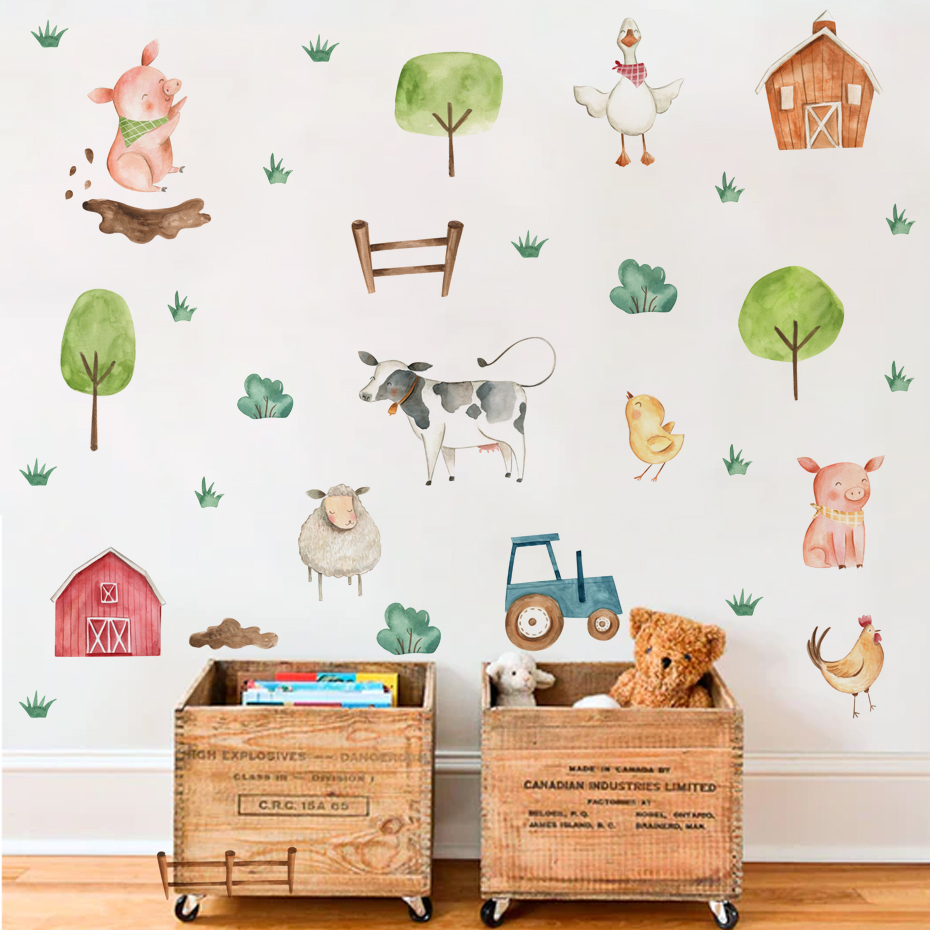 Boho Watercolor Cute Farm Anim - огляд і ціна Baby Nursery Furniture