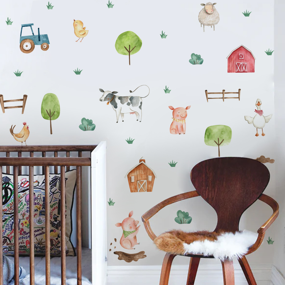Boho Watercolor Cute Farm Anim - огляд і ціна Baby Nursery Furniture
