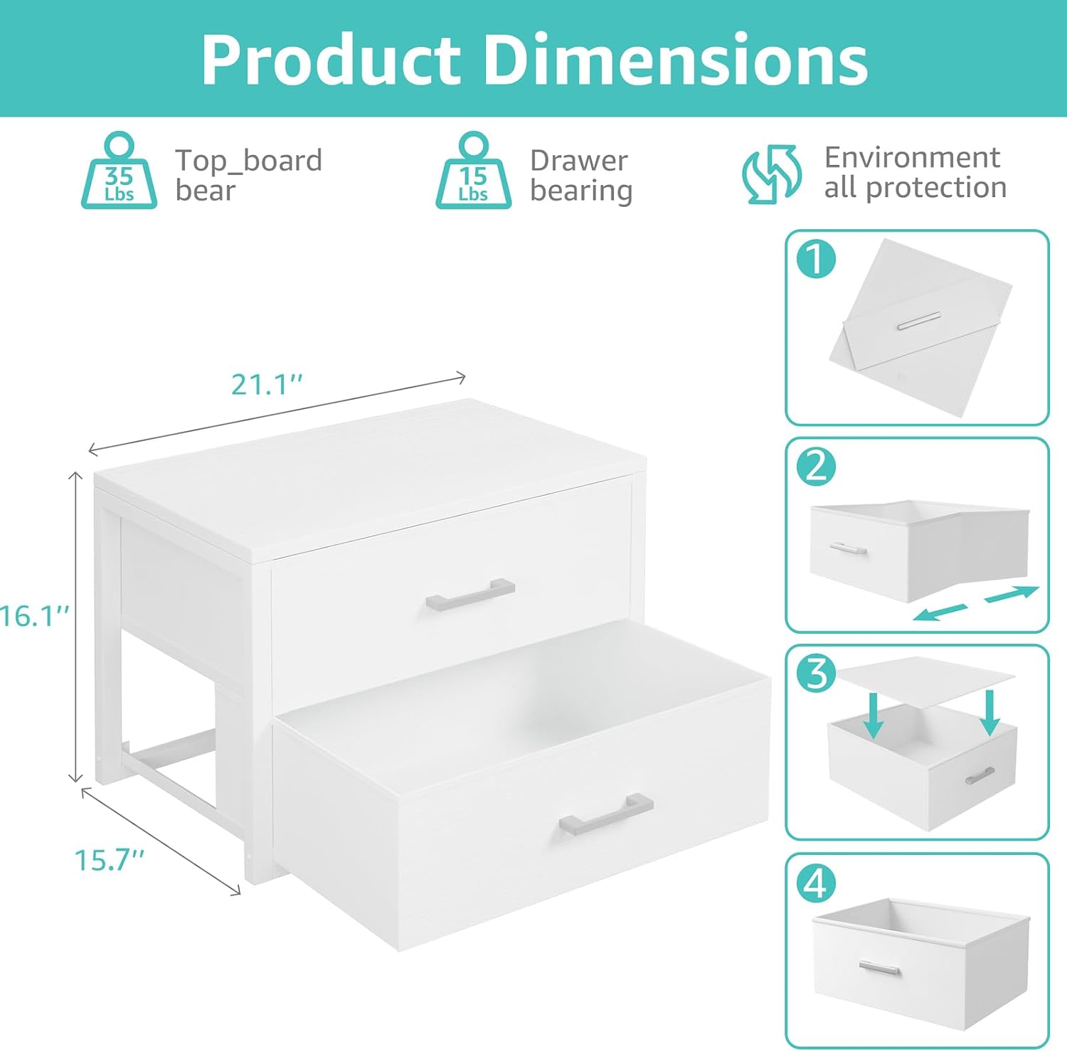 2‑Drawer Modern Fabric Stackab - огляд і ціна Drawer Dresser White