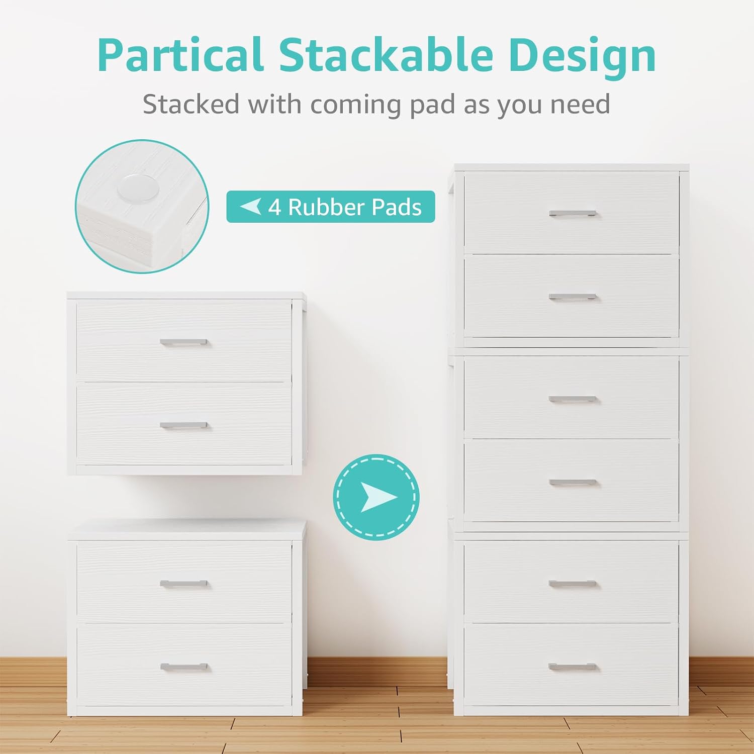 2‑Drawer Modern Fabric Stackab - огляд і ціна Drawer Dresser White