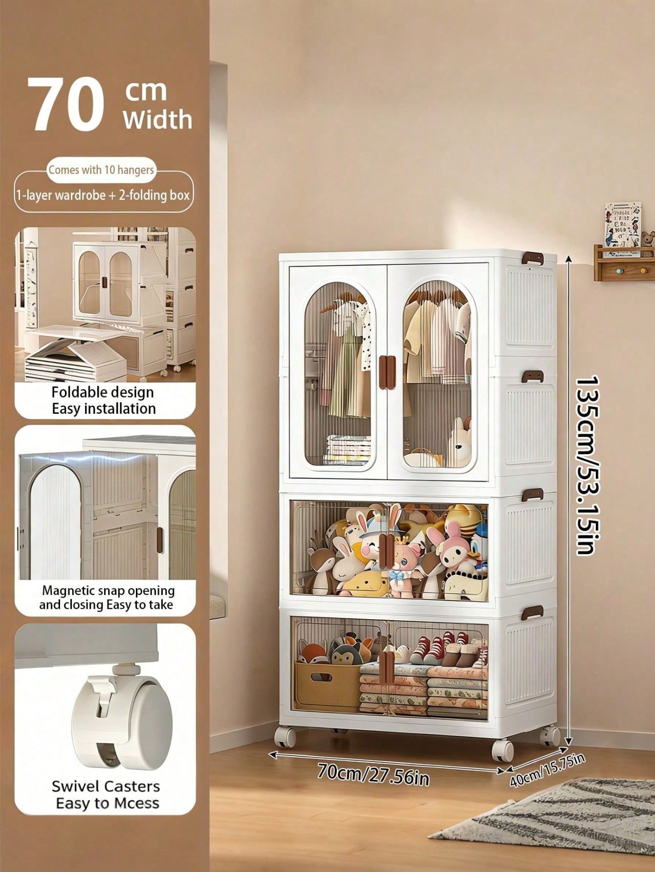 70cm 27.55 Inch Large Foldable - огляд і ціна Drawer Dresser White