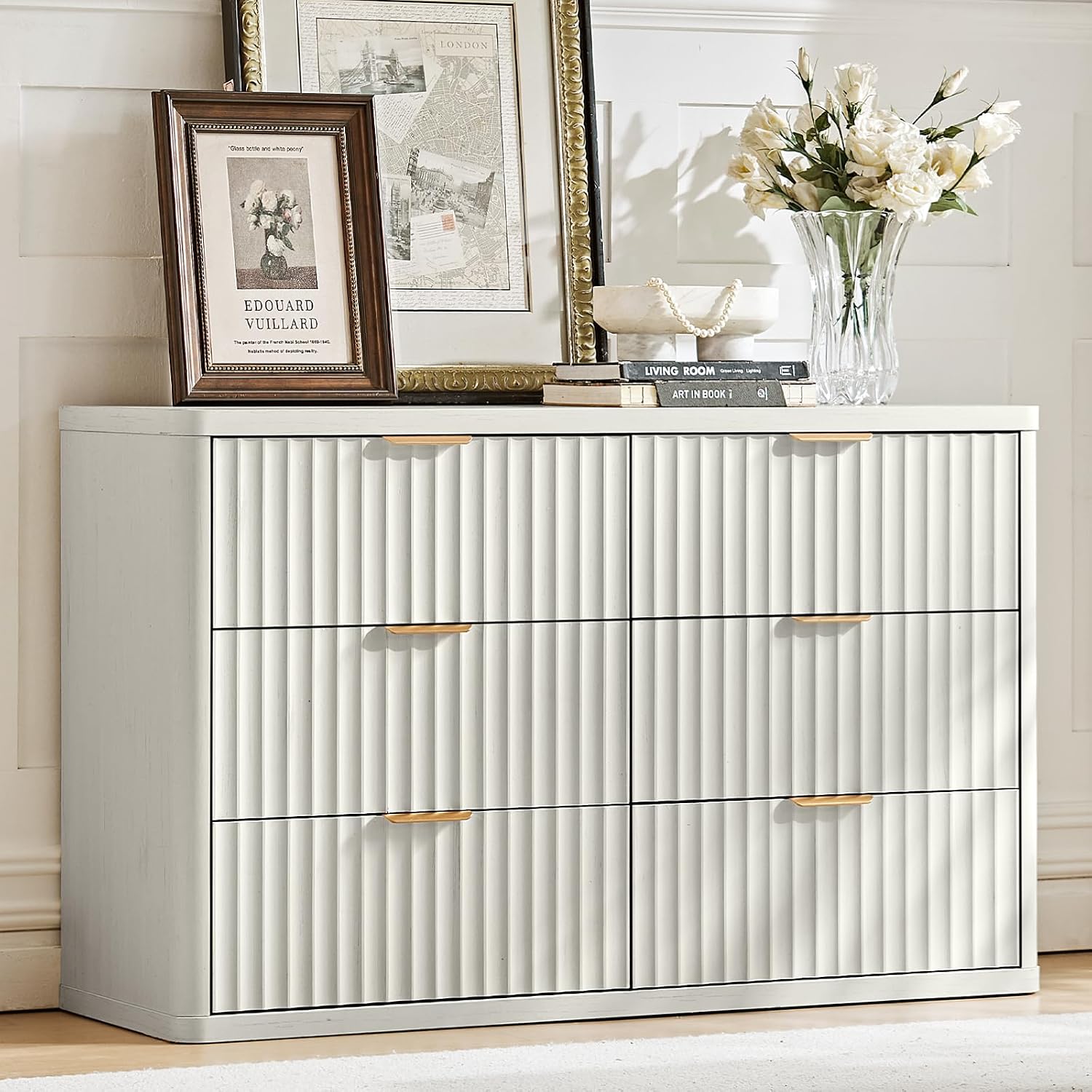 Fluted 6 Drawers Dresser 48