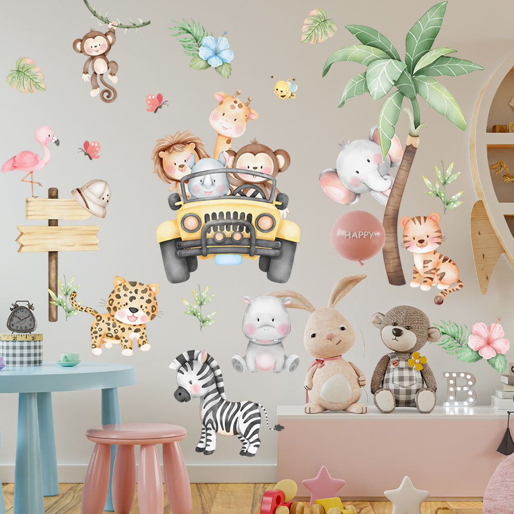 kids room cartoon elephant gir - огляд і ціна Baby Nursery Zoo Animals