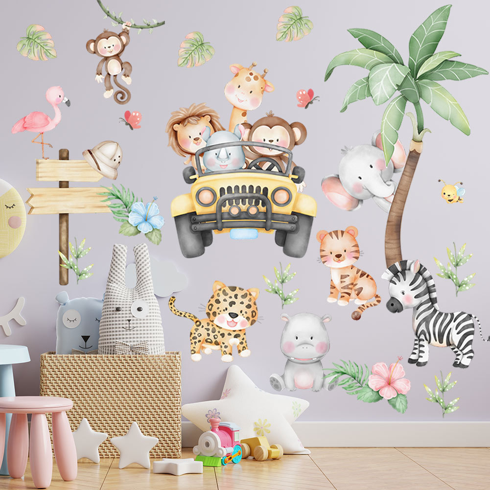 kids room cartoon elephant gir - огляд і ціна Baby Nursery Zoo Animals