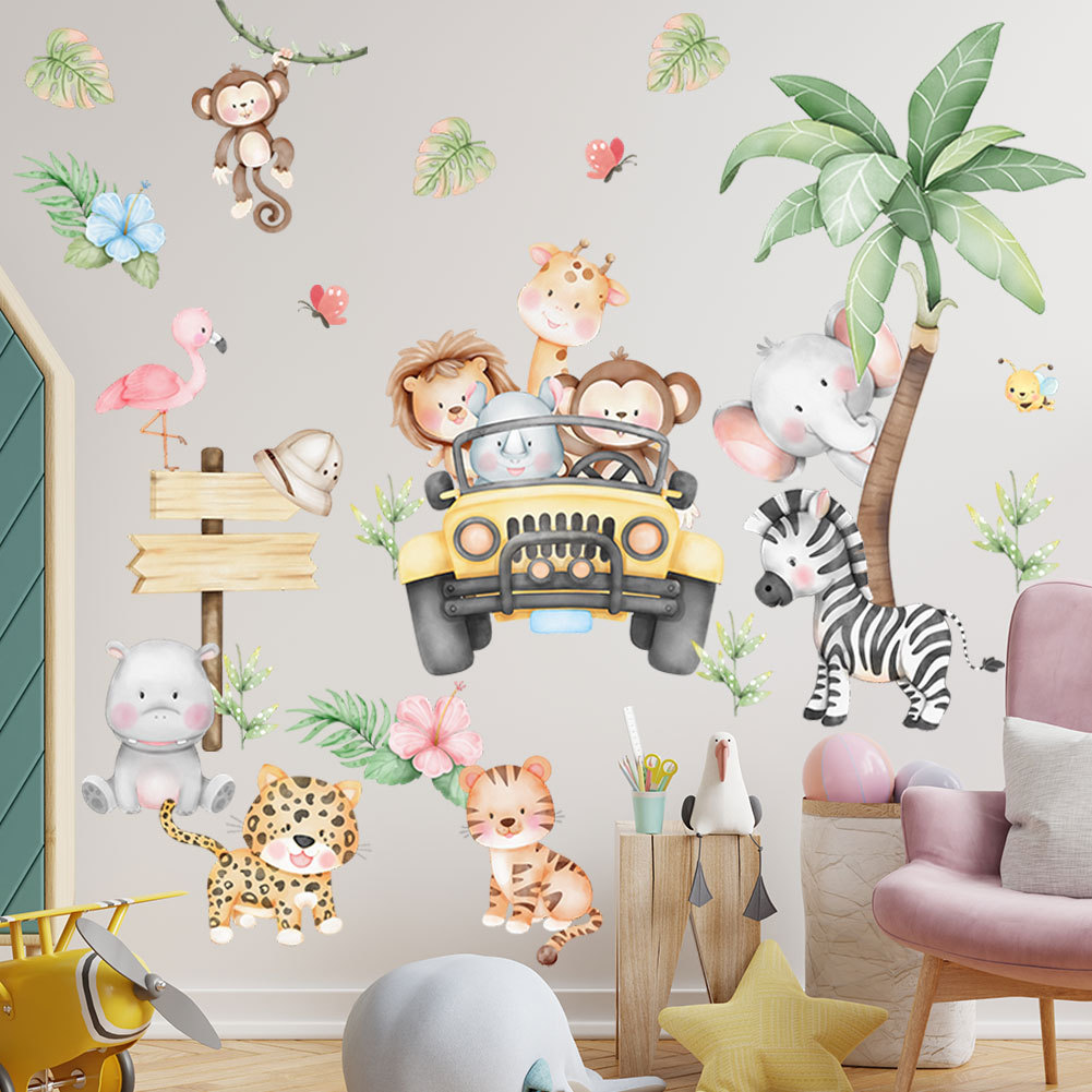 kids room cartoon elephant gir - огляд і ціна Baby Nursery Zoo Animals