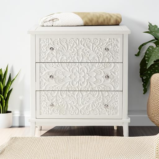 White-Washed Wood 3-Drawer Ful - огляд і ціна Drawer Dresser White