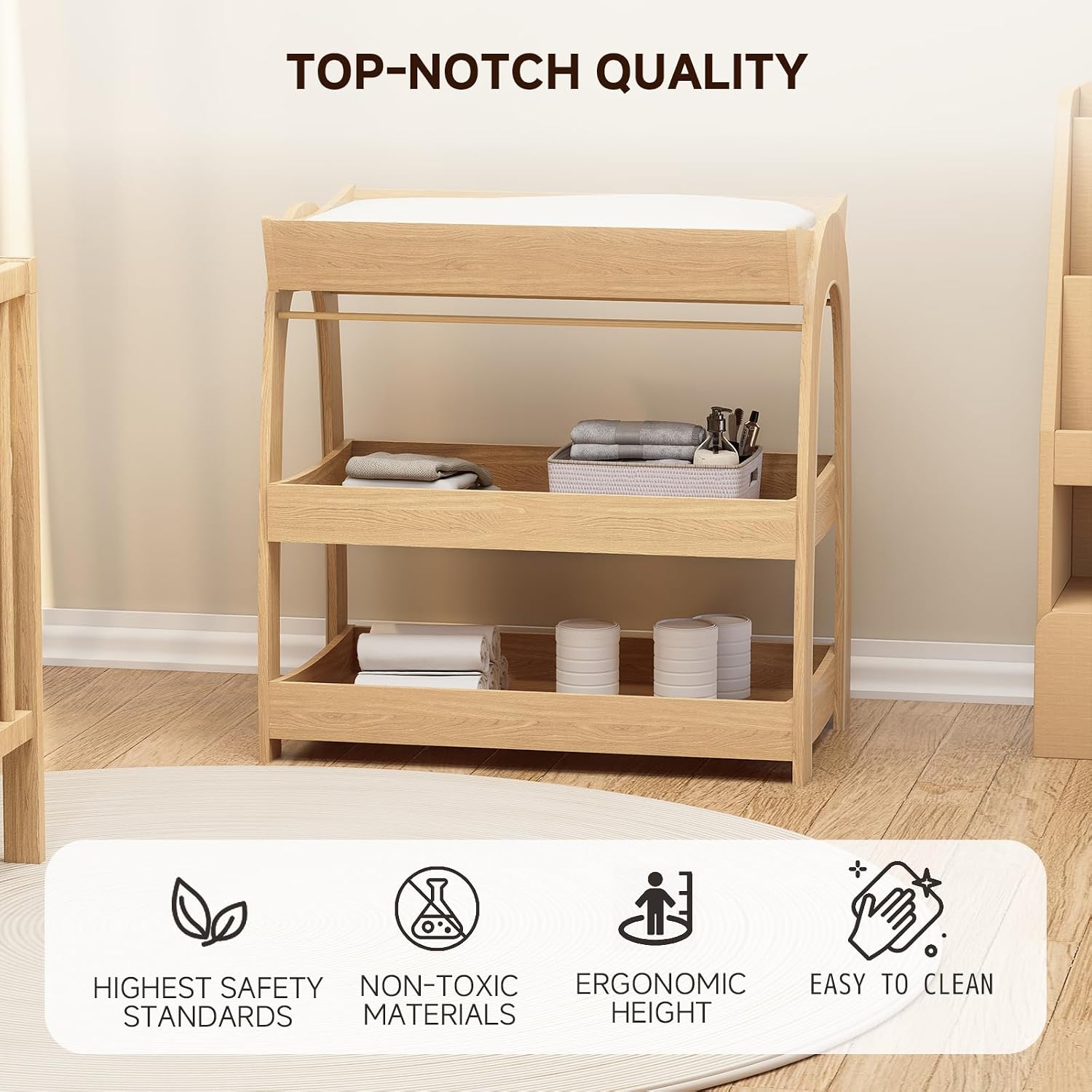 Baby Changing Table, Wood Diap - огляд і ціна Baby Nursery Shelves