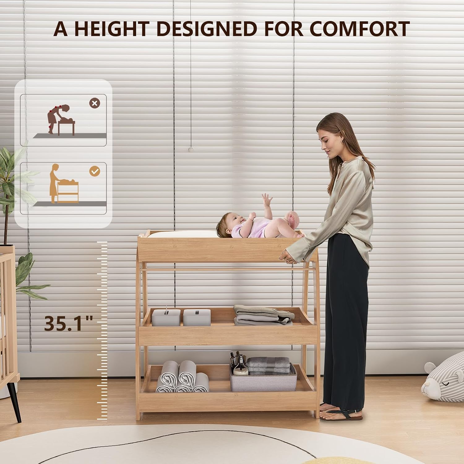 Baby Changing Table, Wood Diap - огляд і ціна Baby Nursery Shelves