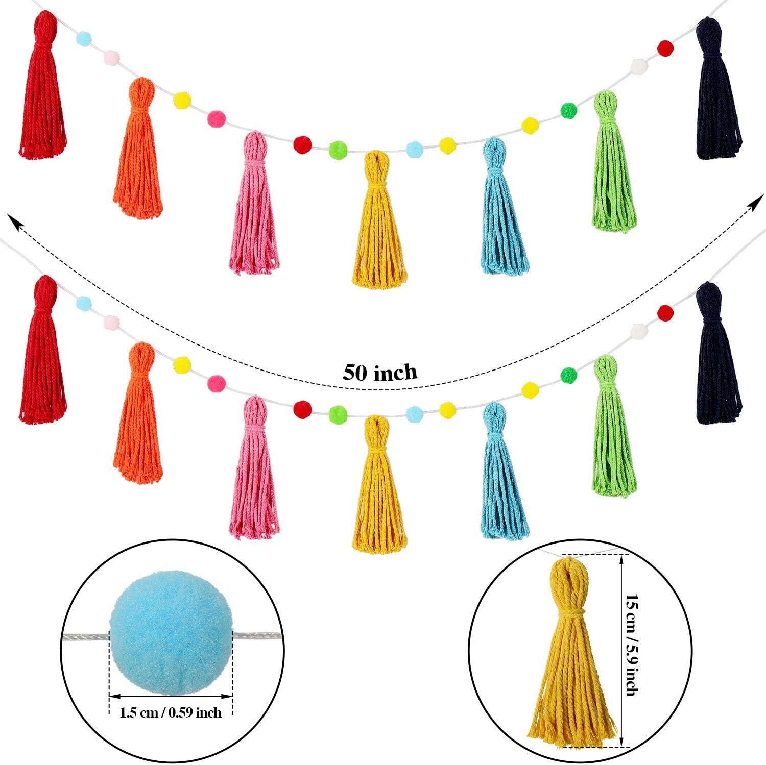 3 Pcs Colorful Rainbow Boho Ta - огляд і ціна Baby Nursery Garland