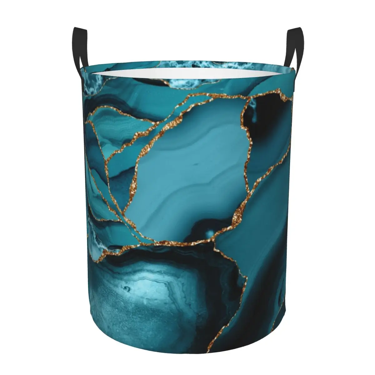 Custom Teal And Gold Marble La - огляд і ціна Baby Nursery Laundry Basket