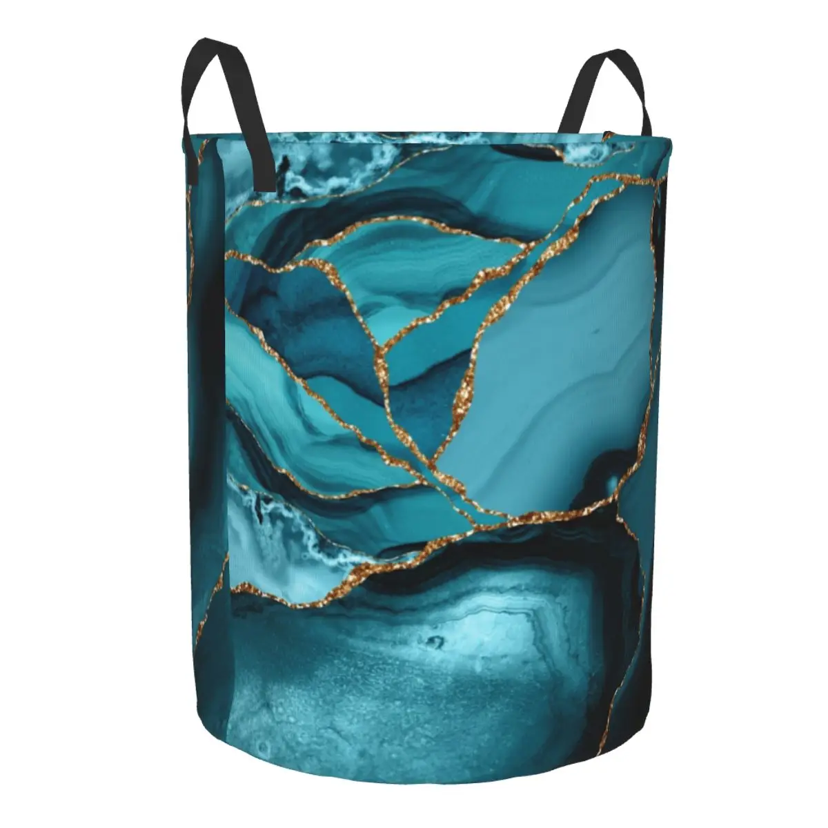 Custom Teal And Gold Marble La - огляд і ціна Baby Nursery Laundry Basket