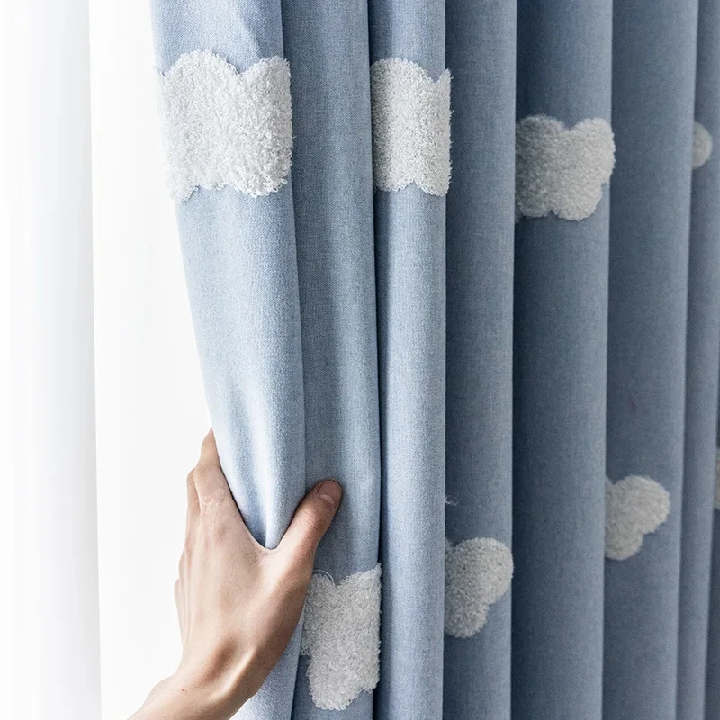 Embroidered Cloud Blue Curtain - огляд і ціна Blackout Curtain Nursery