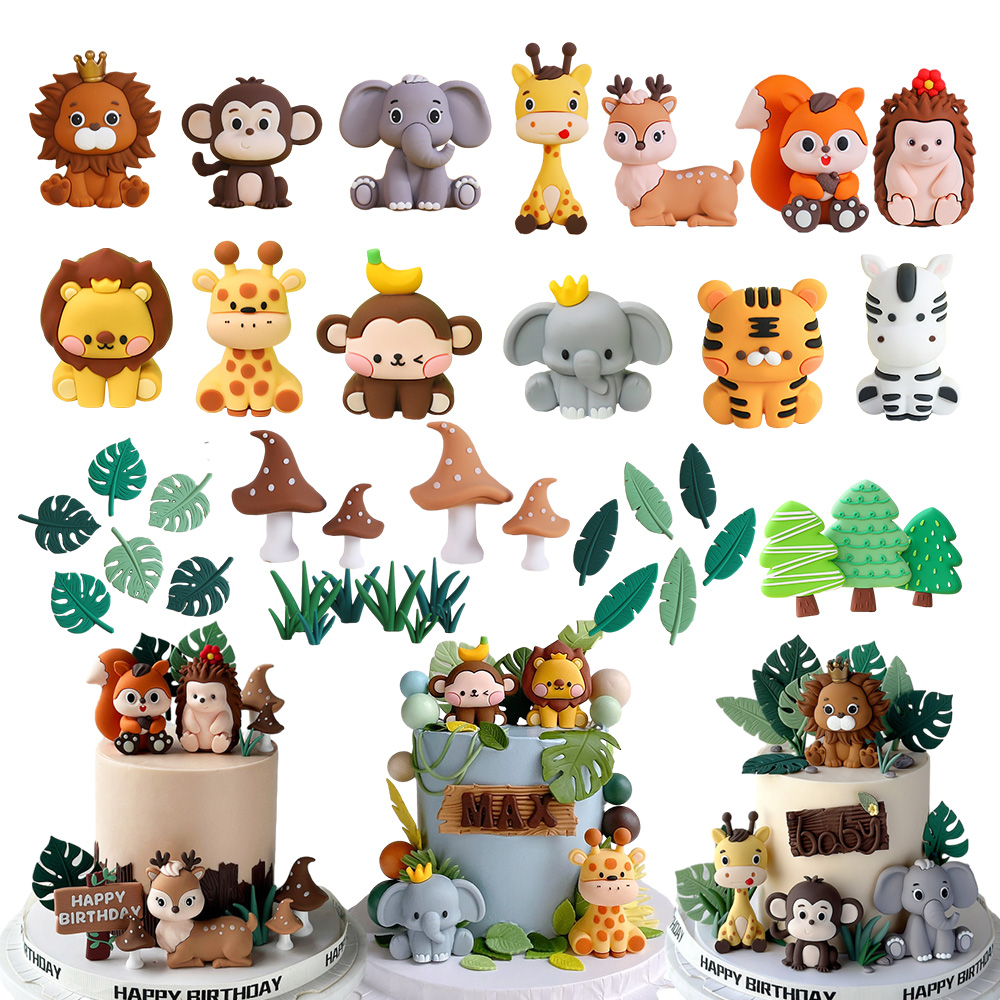 Safari Animal Cake Toppers Set - огляд і ціна Baby Nursery Jungle Theme