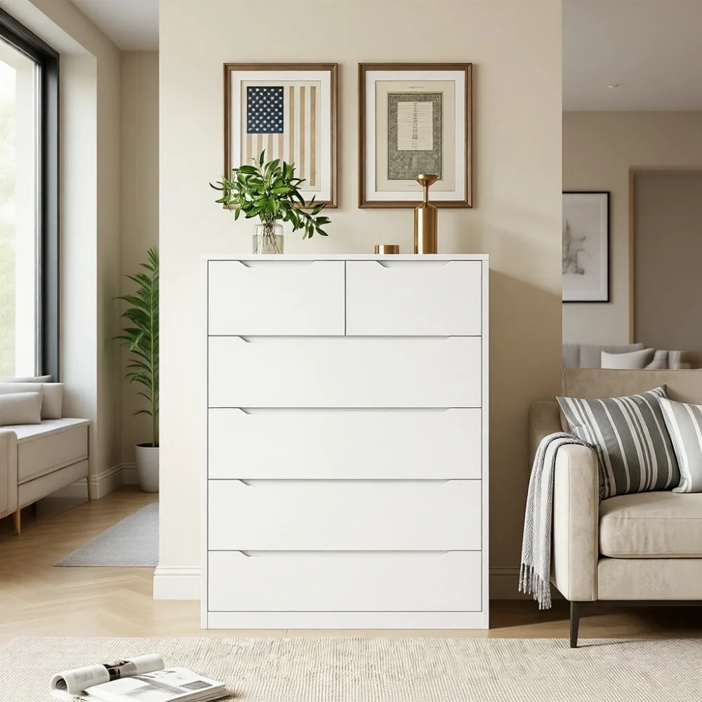 White Dresser with 6 Wood Draw - огляд і ціна Drawer Dresser White