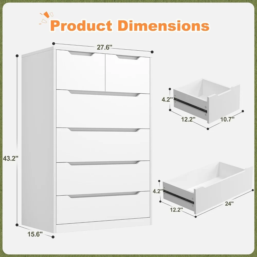 White Dresser with 6 Wood Draw - огляд і ціна Drawer Dresser White