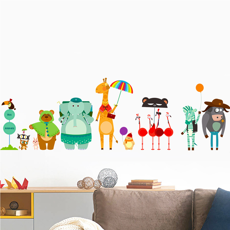 Cartoon Zoo Bus Station Wall S - огляд і ціна Baby Nursery Zoo Animals