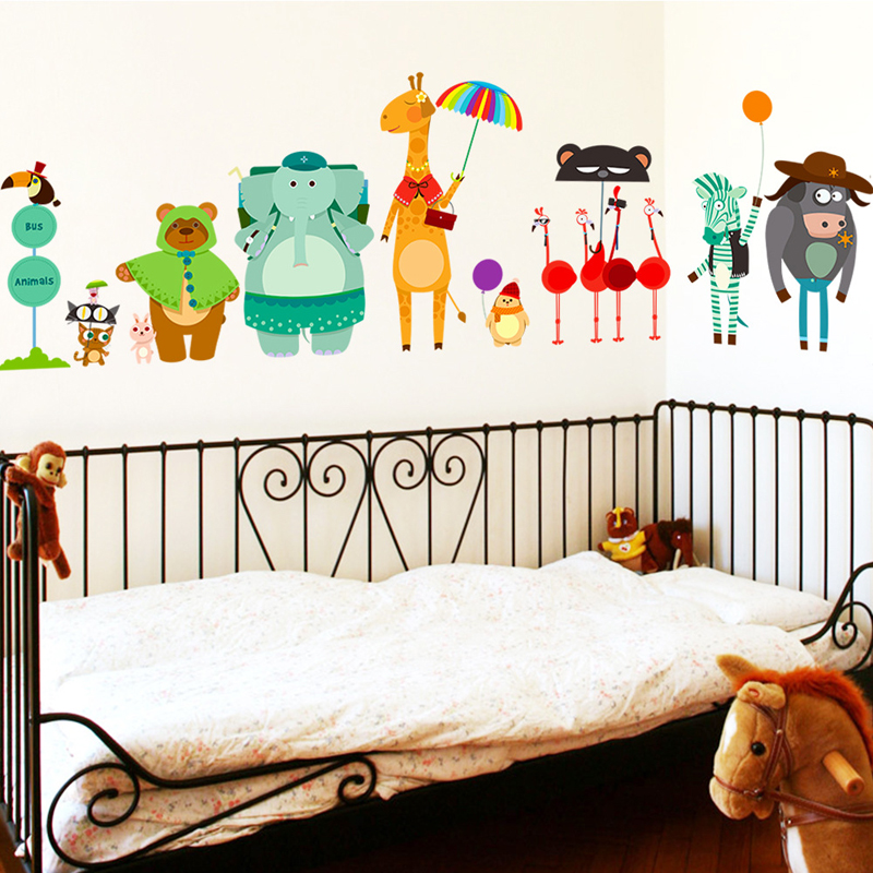Cartoon Zoo Bus Station Wall S - огляд і ціна Baby Nursery Zoo Animals