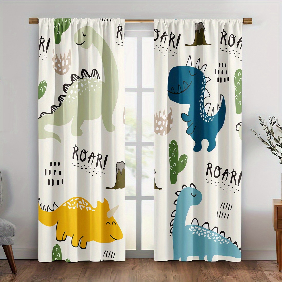 Cartoon Dinosaur Curtains 2pcs - огляд і ціна Blackout Curtain Nursery