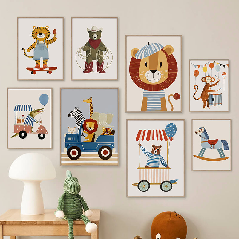 Funny Cartoon Animal Car Ballo - огляд і ціна Baby Nursery Wall