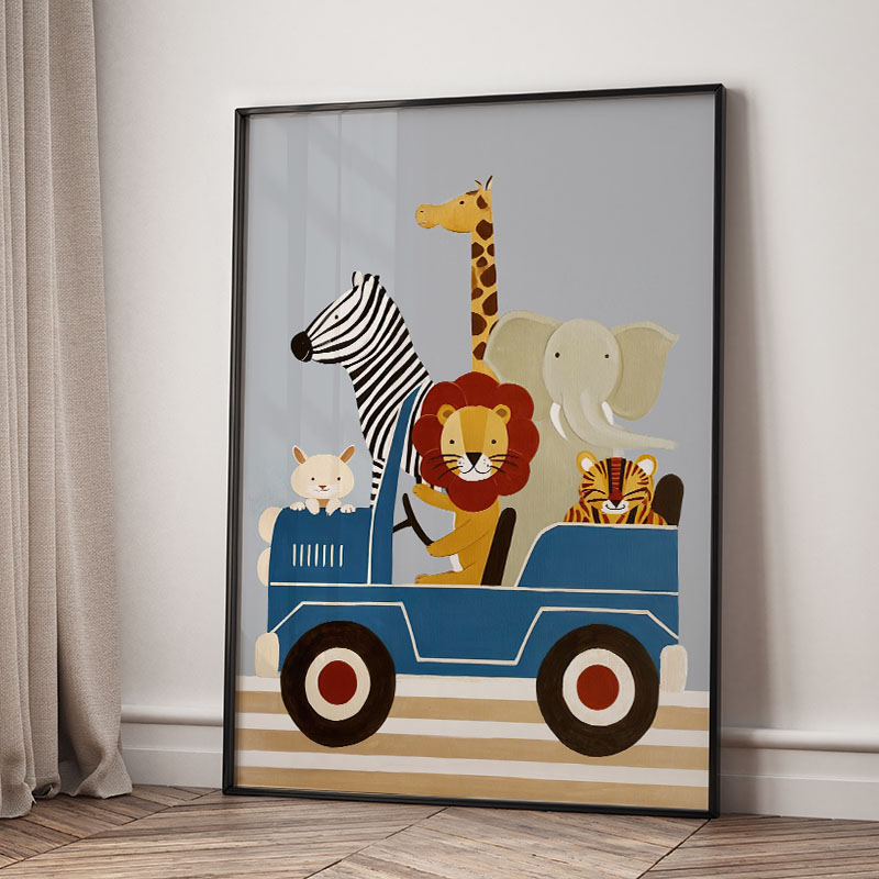 Funny Cartoon Animal Car Ballo - огляд і ціна Baby Nursery Wall