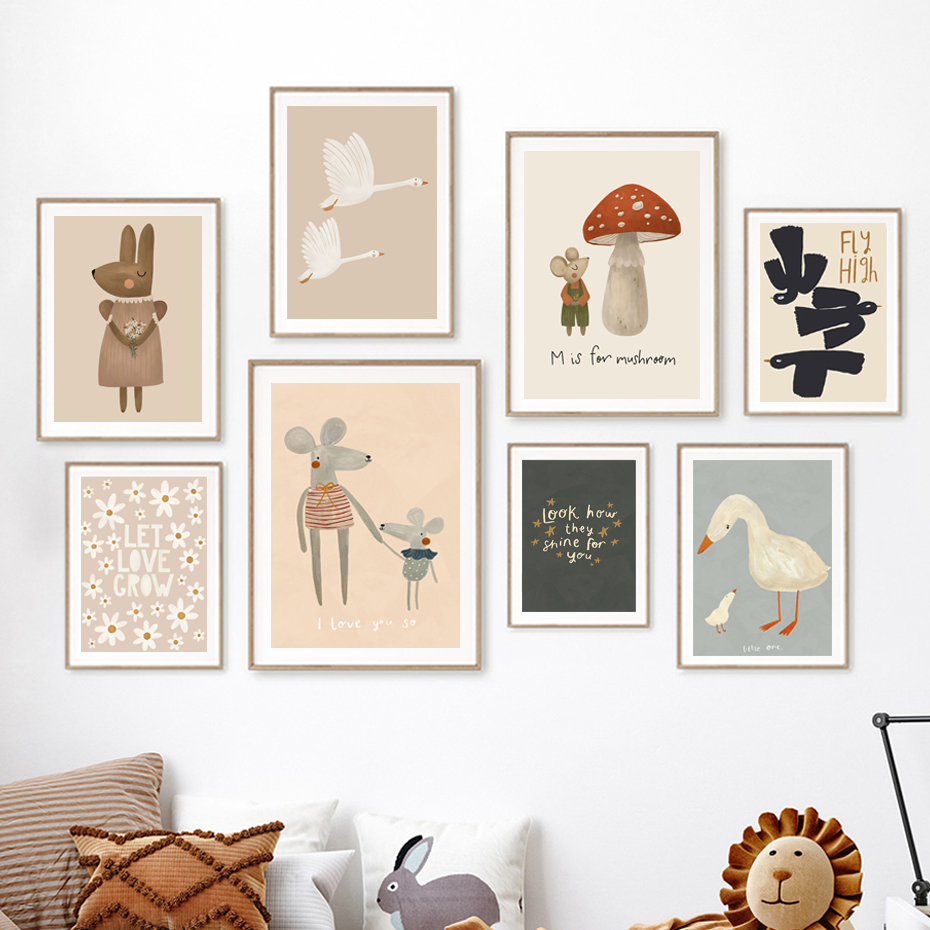 Boho Cartoon Rabbit Mouse Goos - огляд і ціна Baby Nursery Picture Frames