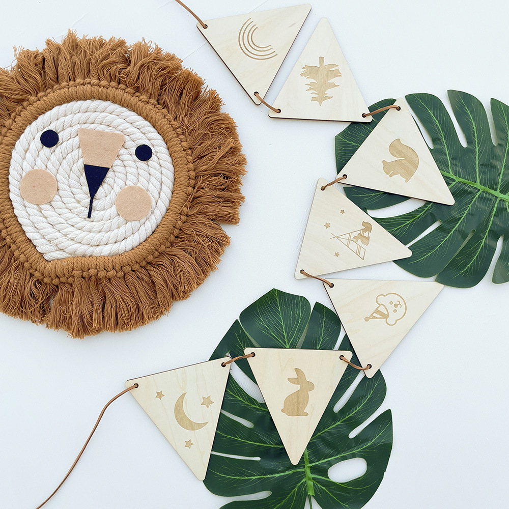 Nordic Wooden Triangle Flag Wa - огляд і ціна Baby Nursery Garland